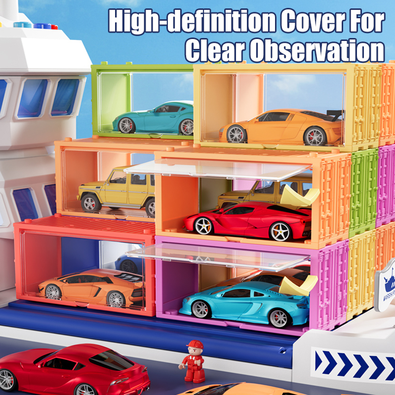 Children's Alloy Engineering Boat Toys Remote Control Set Boy Crane Scene Toys Blue Giant Freighter - Image 3